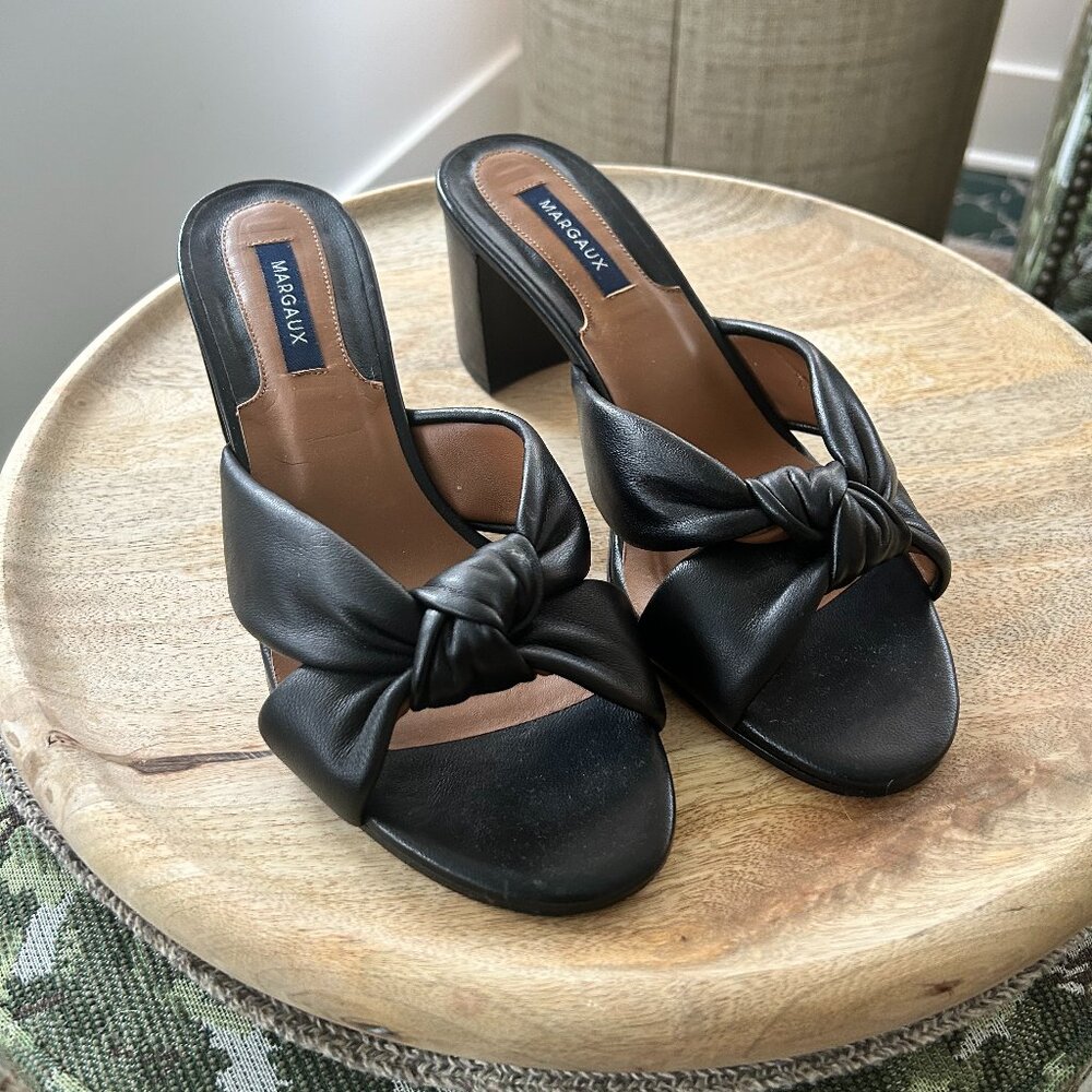 Margaux Black Italian Leather Sandals size 39